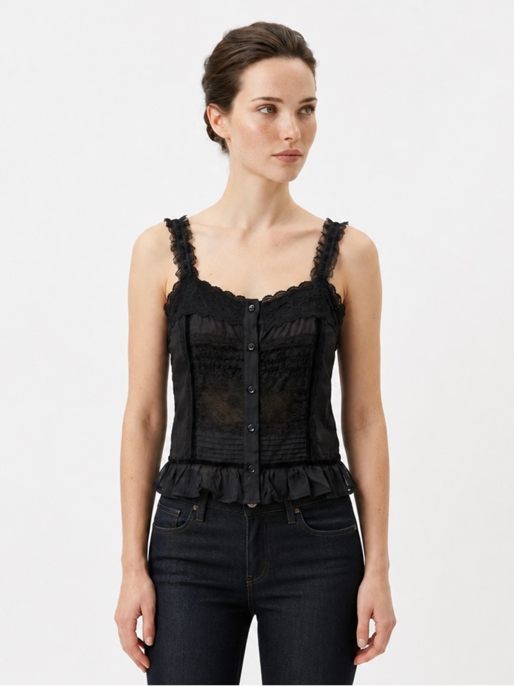 Lace detail corset style camisole